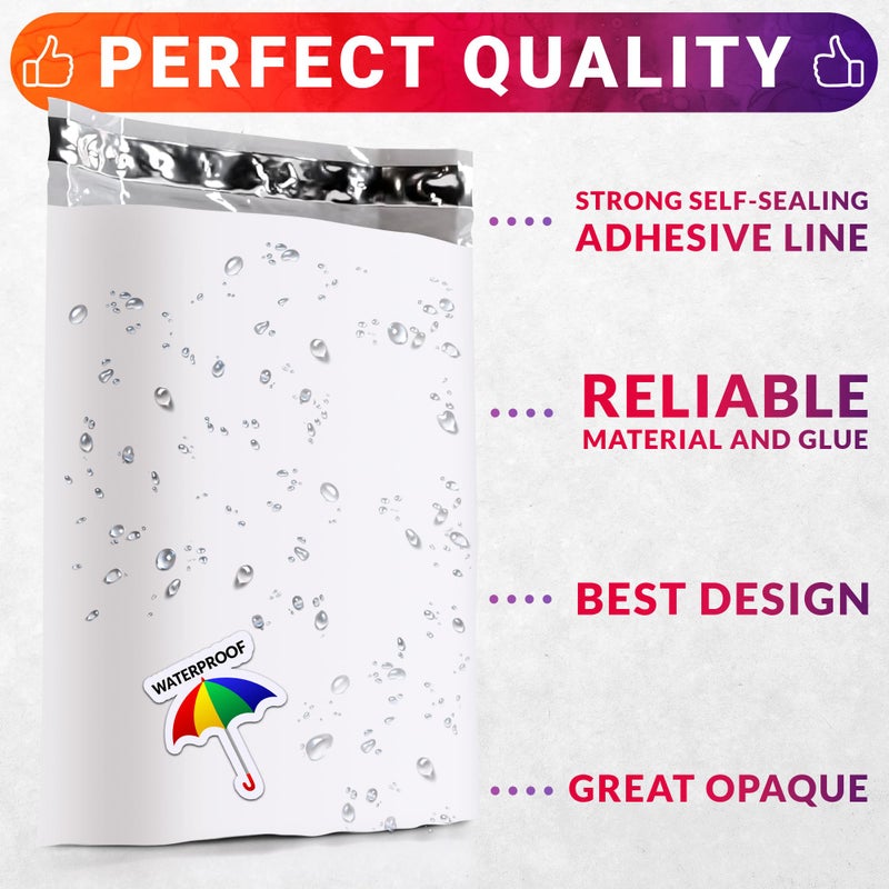 ABC PACK & SUPPLY White Gusseted Poly Mailers, 13 x 16 x 4 Inch. Pack of 100 Expansion Poly Mailers Bags. Shipping Envelopes for Clothing, 2.5 Mil. Plastic Shipping Bags Self Seal. Mailing Packages - Image 4